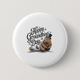 Badge Rond 5 Cm Joyeuse fête de la marmotte Costume de marmotte an