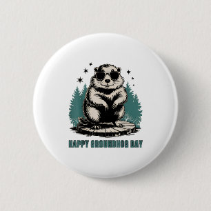 Badge Rond 5 Cm Joyeuse Fête de la Marmotte Et Oui C'est Mon Anniv