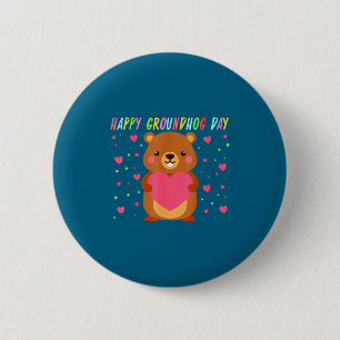 Badge Rond 5 Cm Joyeuse fête de la marmotte Marmotte Mignonne Wooh