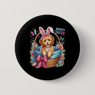 Badge Rond 5 Cm Joyeuse fête de Pâques Chien Goldendoodle Amateurs