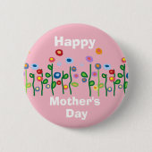 Badge Rond 5 Cm Joyeuse fête des mères jolies fleurs (Devant)