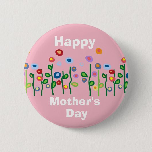 Badge Rond 5 Cm Joyeuse fête des mères jolies fleurs (Devant)