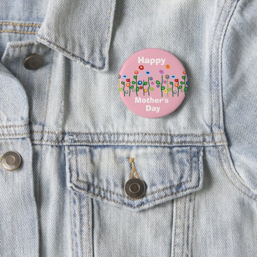 Badge Rond 5 Cm Joyeuse fête des mères jolies fleurs (En situation)