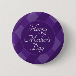 Badge Rond 5 Cm Joyeuse Fête des Mères Rayures de Teintes de Viole