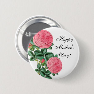 Badge Rond 5 Cm Joyeuse fête des mères roses roses roses roses
