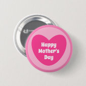 Badge Rond 5 Cm Joyeuse fête des mères Simple mignon coeur rose ch (Devant & derrière)