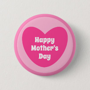 Badge Rond 5 Cm Joyeuse fête des mères Simple mignon coeur rose ch
