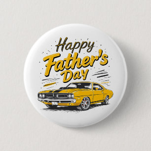 Badge Rond 5 Cm Joyeuse Fête des Pères Muscle Car Vintage Papa