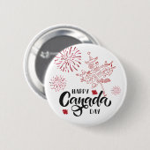 Badge Rond 5 Cm Joyeuse Fête du Canada Épinglette (Devant & derrière)