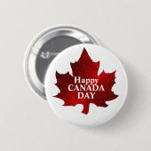 Badge Rond 5 Cm Joyeuse FÊTE DU CANADA FEUILLE ROUGE MAPLE (Devant & derrière)
