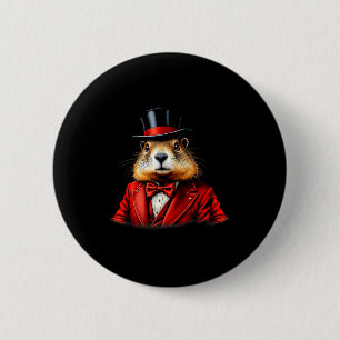 Badge Rond 5 Cm Joyeuse Fête Du Marmotte Monsieur Chapeau Anim