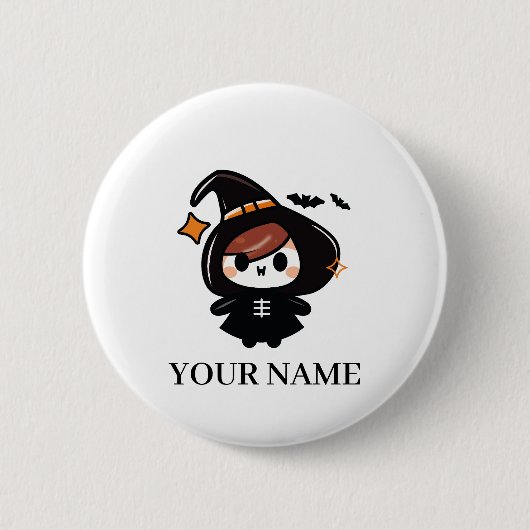 Badge Rond 5 Cm Joyeuse Halloween Sorcière (Devant)