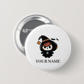 Badge Rond 5 Cm Joyeuse Halloween Sorcière (Devant & derrière)