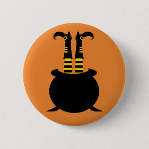 Badge Rond 5 Cm Joyeuse Jambe de sorcière Halloween