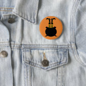 Badge Rond 5 Cm Joyeuse Jambe de sorcière Halloween (En situation)