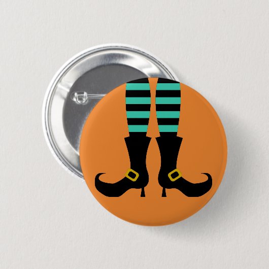Badge Rond 5 Cm Joyeuse Jambe de sorcière Halloween (Devant & derrière)