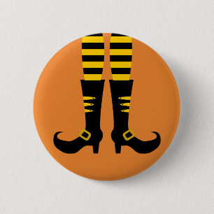 Badge Rond 5 Cm Joyeuse Jambe de sorcière Halloween