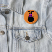 Badge Rond 5 Cm Joyeuse Jambe de sorcière Halloween (En situation)