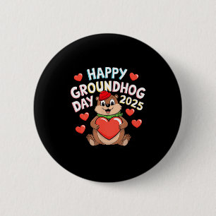 Badge Rond 5 Cm Joyeuse journée de la marmotte Funny Animal Lover 