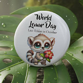 Badge Rond 5 Cm Joyeuse Journée mondiale des lémuriens | Vendredi