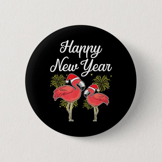 Badge Rond 5 Cm Joyeuse nouvelle année pour Flamant rose amoureux  (Devant)