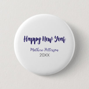 Badge Rond 5 Cm Joyeuse nouvelle année violet noir ajouter nom ann