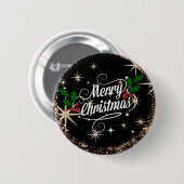 Badge Rond 5 Cm Joyeuse parties scintillant de Noël et design de v (Devant & derrière)