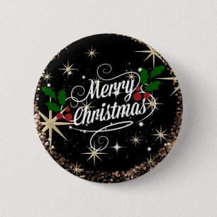Badge Rond 5 Cm Joyeuse parties scintillant de Noël et design de v