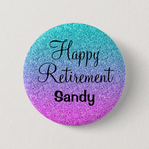 Badge Rond 5 Cm Joyeuse retraite ombré rose bleu violet paillettes