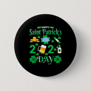 Badge Rond 5 Cm Joyeuse Saint-Patrick 2024 Visage de Trèfle Irland