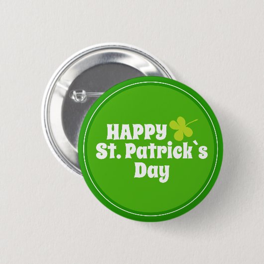 Badge Rond 5 Cm Joyeuse Saint Patrick`s day Green Lucky Shamrock (Devant & derrière)