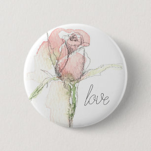 Badge Rond 5 Cm Joyeuse Saint-Valentin Amour Rosebud Rose