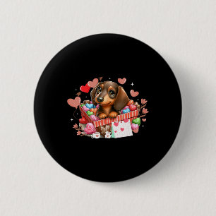 Badge Rond 5 Cm Joyeuse Saint-Valentin Cœurs Mignon Teckel Chien A