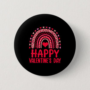 Badge Rond 5 Cm Joyeuse Saint-Valentin Cœurs Rouges Léopard Arc-en