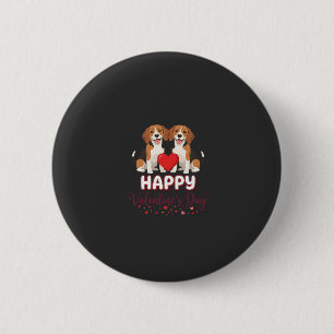 Badge Rond 5 Cm Joyeuse Saint-Valentin Couple Beagle