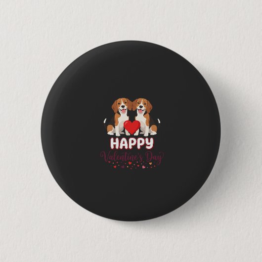 Badge Rond 5 Cm Joyeuse Saint-Valentin Couple Beagle (Devant)