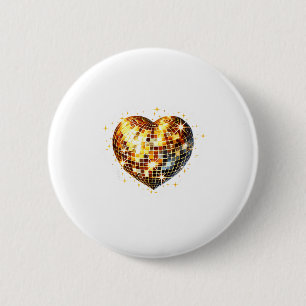 Badge Rond 5 Cm Joyeuse Saint-Valentin Drôle Or Coquette Disco Ba
