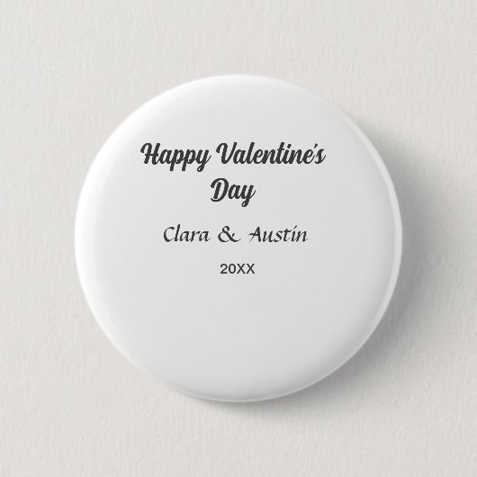 Badge Rond 5 Cm Joyeuse Saint-Valentin nom date simple minimaliste (Devant)