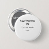 Badge Rond 5 Cm Joyeuse Saint-Valentin nom date simple minimaliste (Devant & derrière)