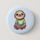 Badge Rond 5 Cm Joyeuse Sloth portant une chemise mignonne (Devant)