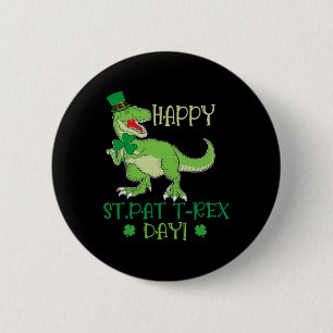 Badge Rond 5 Cm Joyeuse St Patrex journée Pat T-rex Dino Irlandais