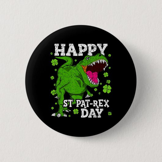 Badge Rond 5 Cm Joyeuse St Patrick Dinosaure T-rex Garçons Tout-pe (Devant)