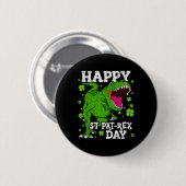 Badge Rond 5 Cm Joyeuse St Patrick Dinosaure T-rex Garçons Tout-pe (Devant & derrière)