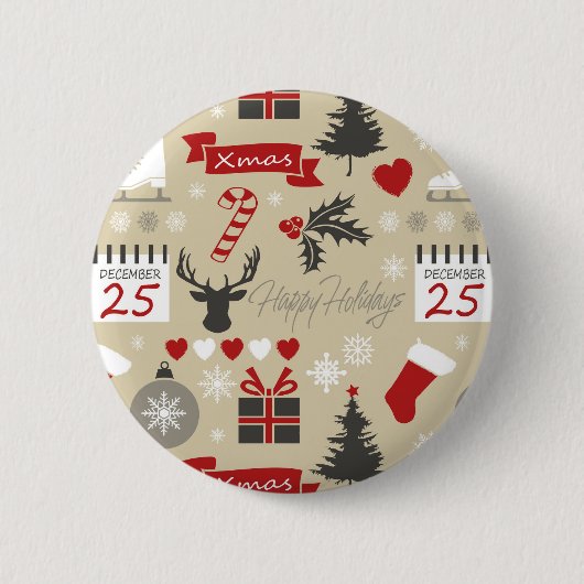 Badge Rond 5 Cm Joyeuses Fêtes (Devant)
