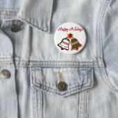 Badge Rond 5 Cm Joyeuses fêtes Noël Cookie Bells (En situation)