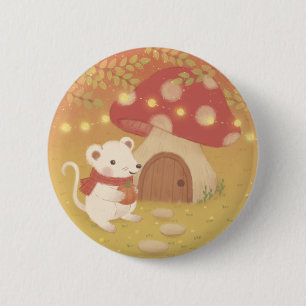 Badge Rond 5 Cm Joyeuses journées d'automne avec souris