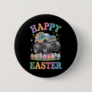 Badge Rond 5 Cm Joyeuses Pâques Drôle de Monster Truck Écrase des