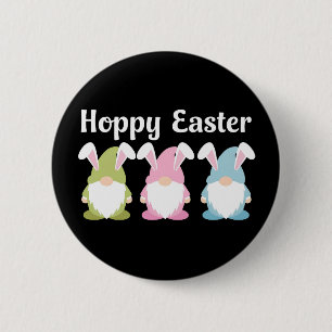 Badge Rond 5 Cm Joyeuses Pâques Drôles Oreilles de Lapin Gnome