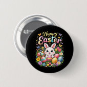 Badge Rond 5 Cm Joyeuses Pâques Petit Lapin (Devant & derrière)