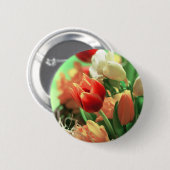 Badge Rond 5 Cm Joyeuses Tulipes de Pâques (Devant & derrière)